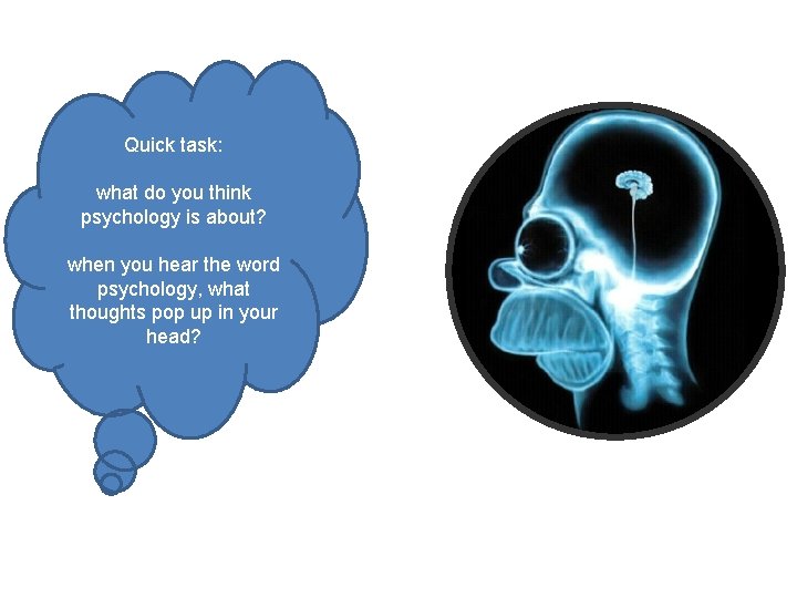 Quick task: what do you think psychology is about? when you hear the word