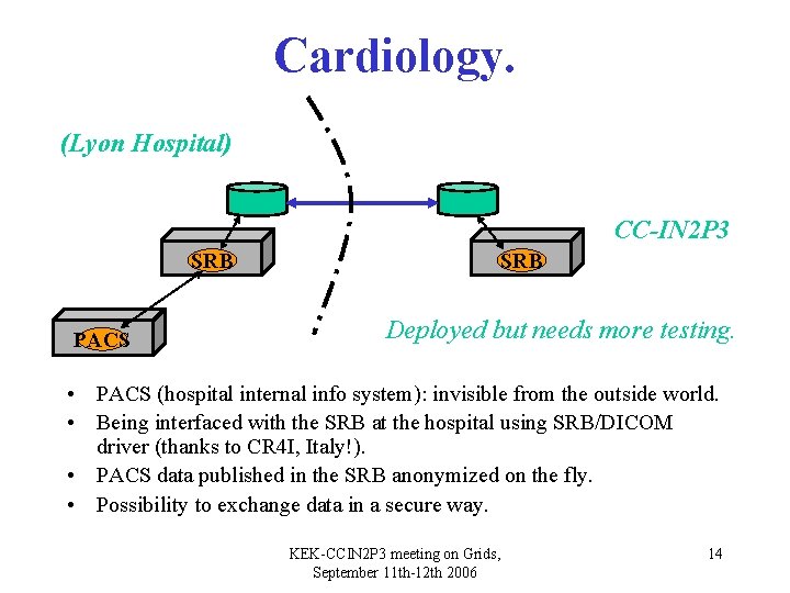 Cardiology. (Lyon Hospital) CC-IN 2 P 3 SRB PACS SRB Deployed but needs more