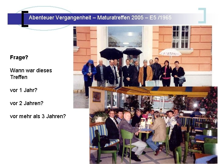 Abenteuer Vergangenheit – Maturatreffen 2005 – E 5 /1965 Abenteuer Vergangenheit – Maturatreffen E