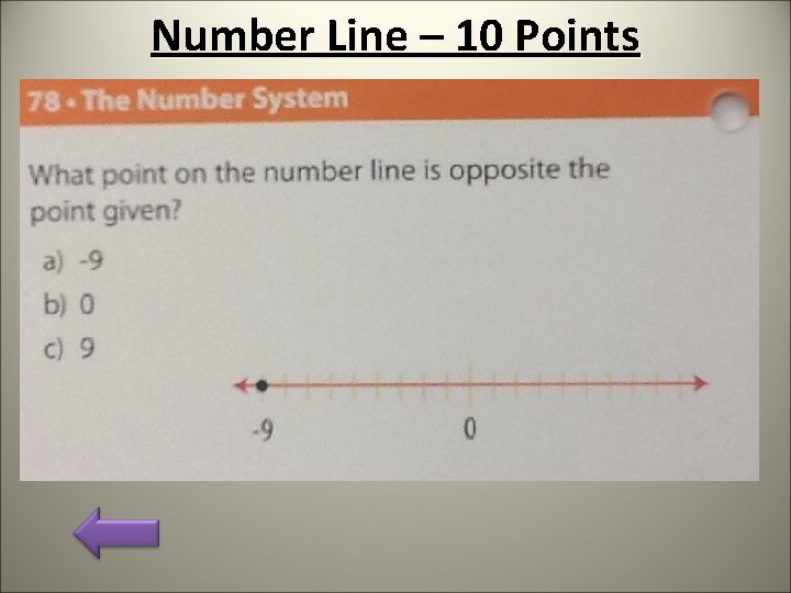 Number Line – 10 Points 