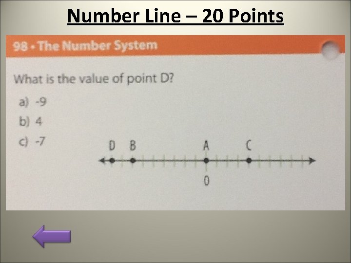 Number Line – 20 Points 