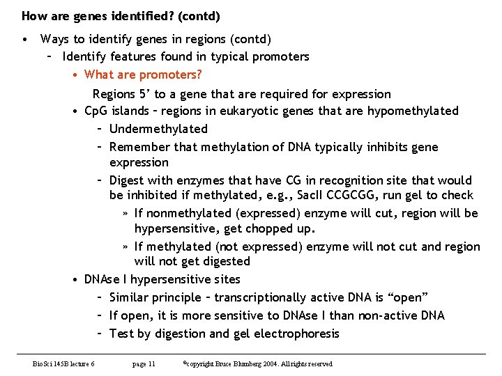 How are genes identified? (contd) • Ways to identify genes in regions (contd) –