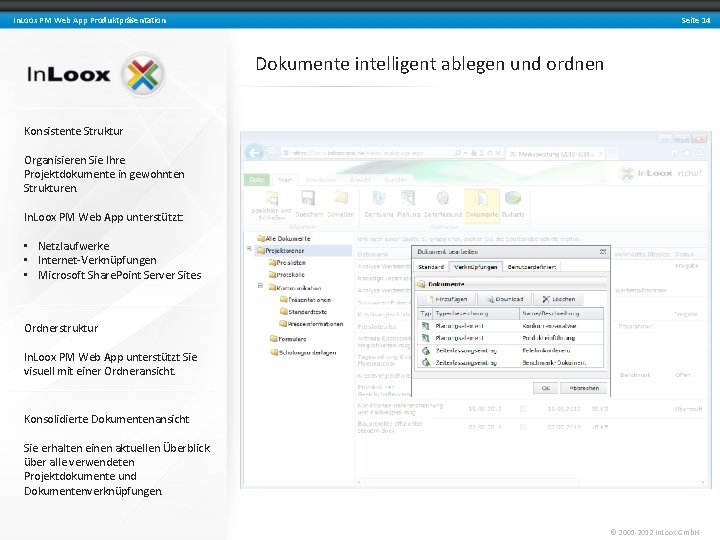 Seite 14 In. Loox PM Web App Produktpräsentation Dokumente intelligent ablegen und ordnen Konsistente