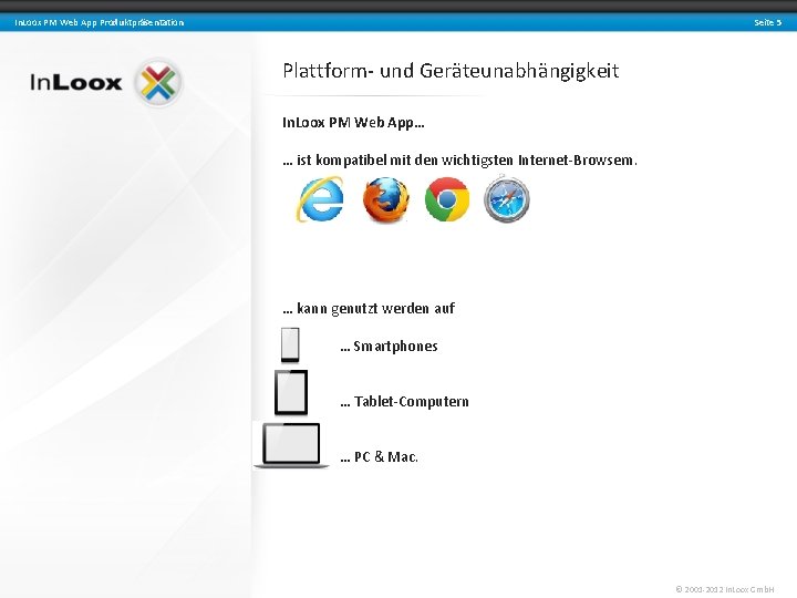 Seite 5 In. Loox PM Web App Produktpräsentation Plattform- und Geräteunabhängigkeit In. Loox PM