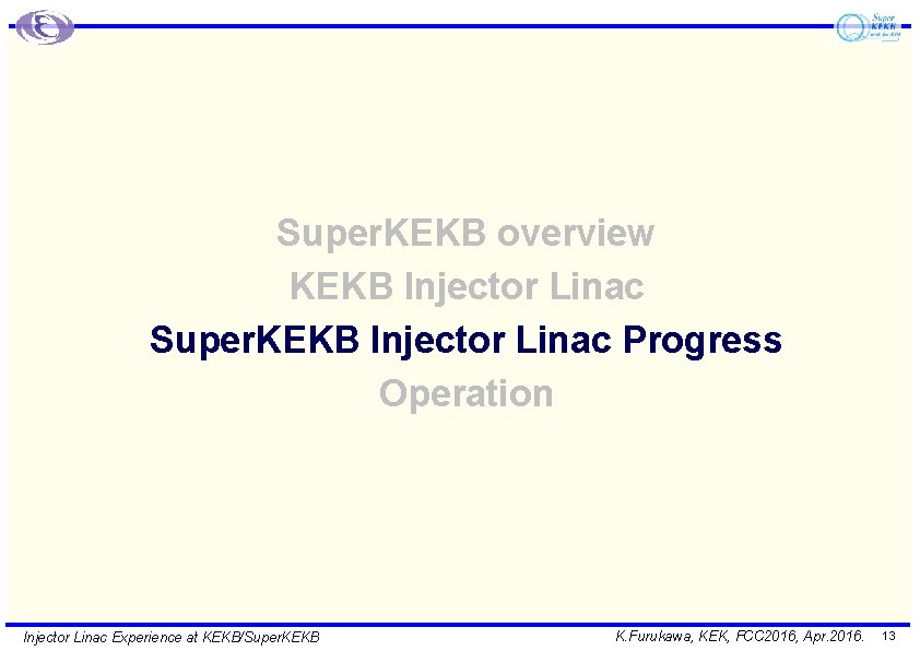 Super. KEKB overview KEKB Injector Linac Super. KEKB Injector Linac Progress Operation Injector Linac