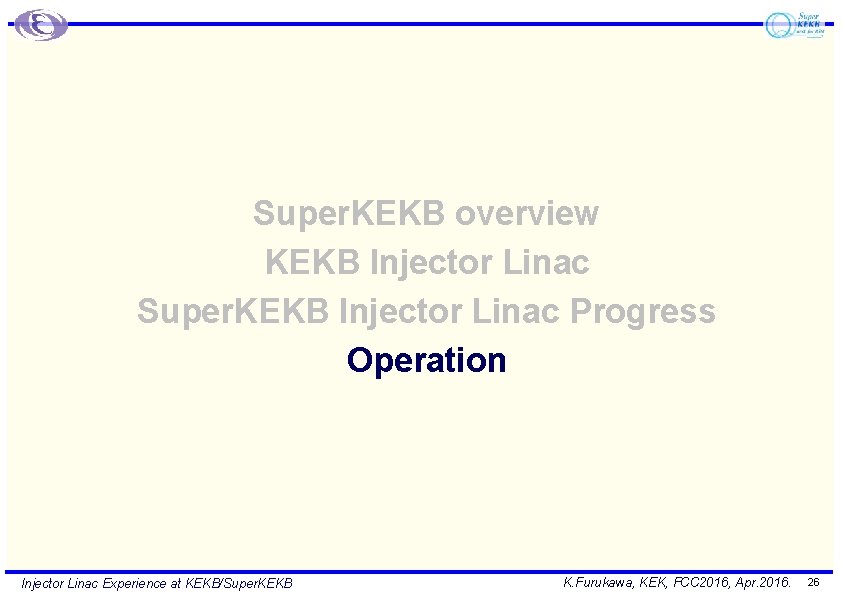 Super. KEKB overview KEKB Injector Linac Super. KEKB Injector Linac Progress Operation Injector Linac