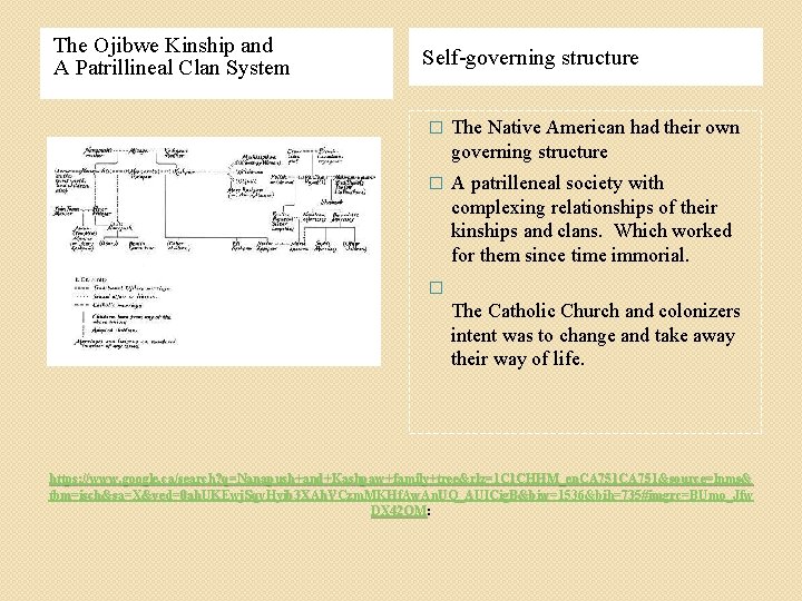 The Ojibwe Kinship and A Patrillineal Clan System Self-governing structure � The Native American