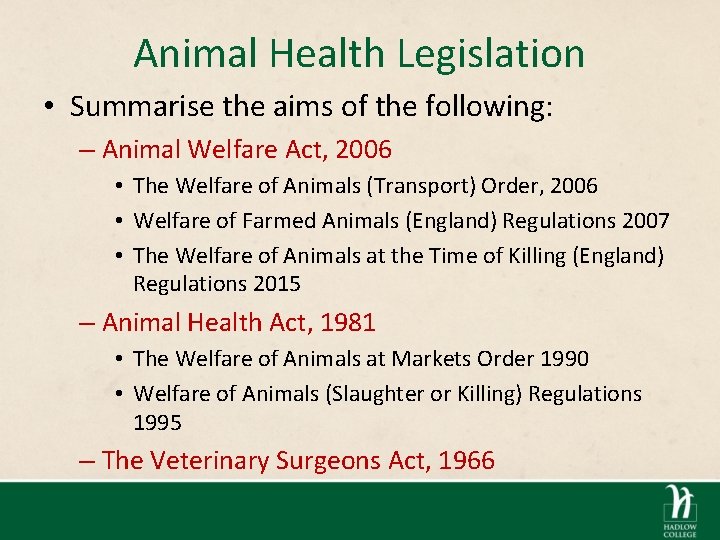 Animal Management Technicals Revision Health and Husbandry Topics