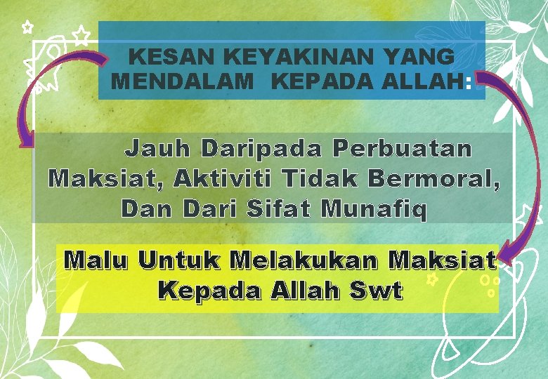 KESAN KEYAKINAN YANG MENDALAM KEPADA ALLAH: Jauh Daripada Perbuatan Maksiat, Aktiviti Tidak Bermoral, Dan