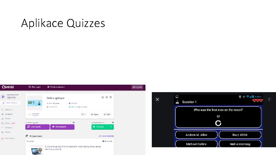 Aplikace Quizzes 