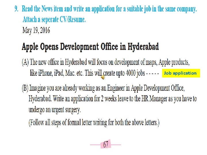Job application  Job application