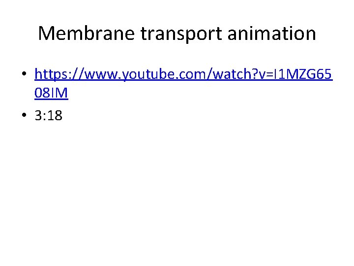 Membrane transport animation • https: //www. youtube. com/watch? v=I 1 MZG 65 08 IM