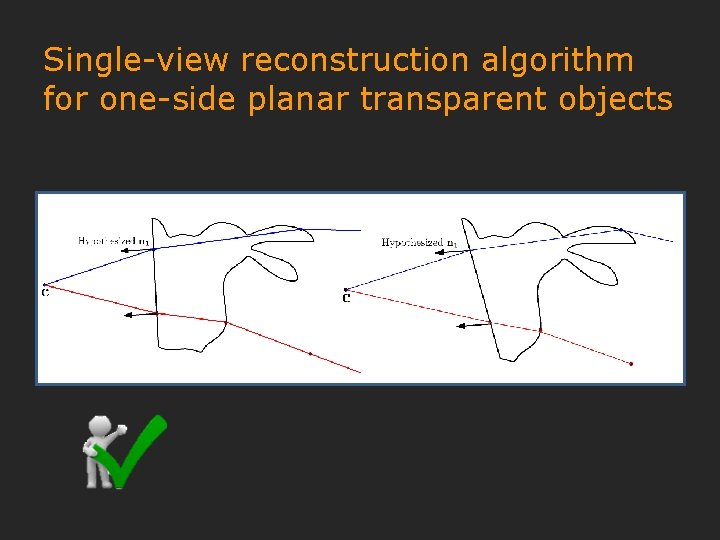 Single-view reconstruction algorithm for one-side planar transparent objects 