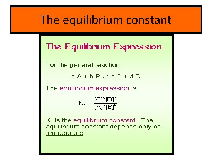 The equilibrium constant 