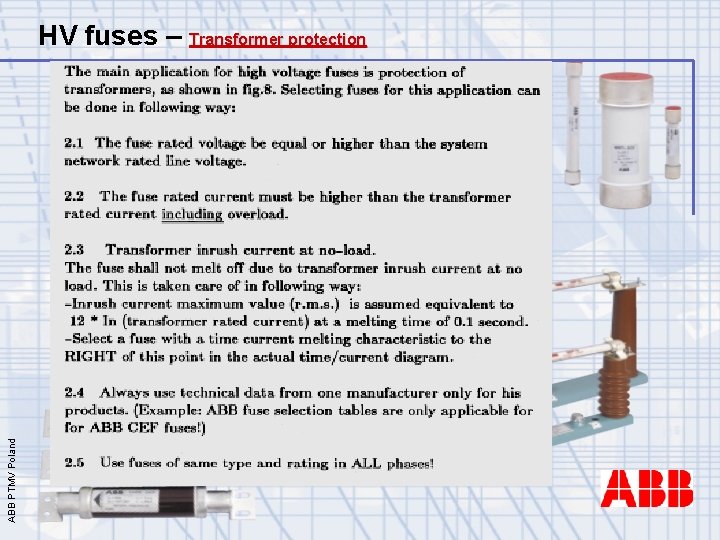 ABB PTMV Poland HV fuses – Transformer protection 