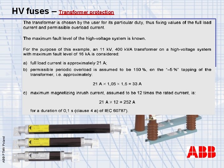 ABB PTMV Poland HV fuses – Transformer protection 