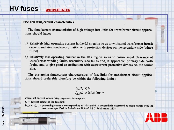 ABB PTMV Poland HV fuses – general rules 