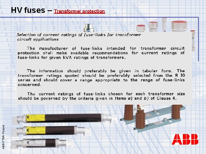 ABB PTMV Poland HV fuses – Transformer protection 