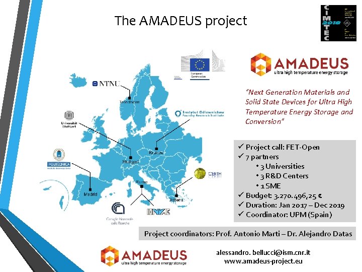 The AMADEUS project “Next Generation Materials and Solid State Devices for Ultra High Temperature