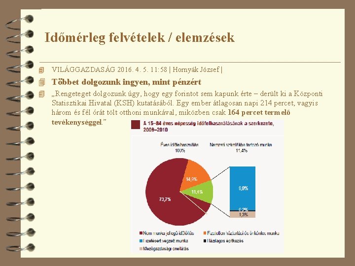 Időmérleg felvételek / elemzések 4 VILÁGGAZDASÁG 2016. 4. 5. 11: 58 | Hornyák József