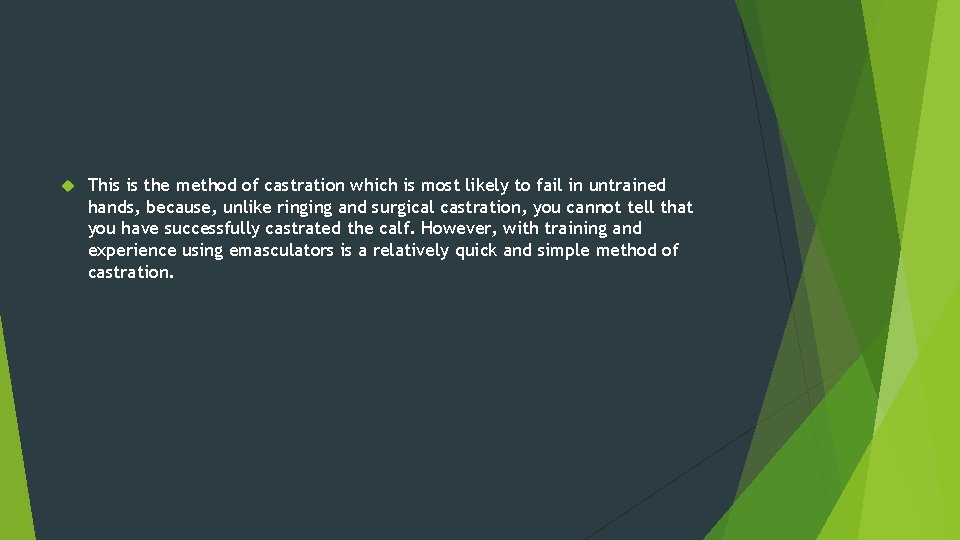  This is the method of castration which is most likely to fail in