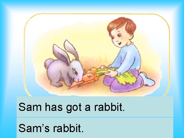 Sam has got a rabbit. Sam’s rabbit. 