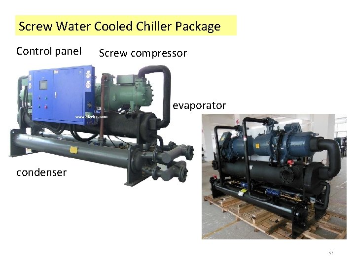 Screw Water Cooled Chiller Package Control panel Screw compressor evaporator condenser 57 Screw Water Cooled Chiller Package Control panel Screw compressor evaporator condenser 57