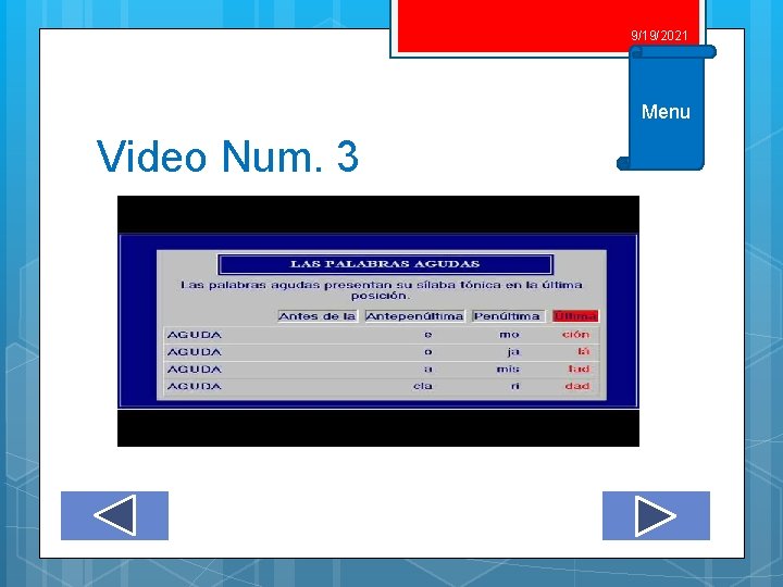 9/19/2021 Menu Video Num. 3 9/19/2021 Menu Video Num. 3
