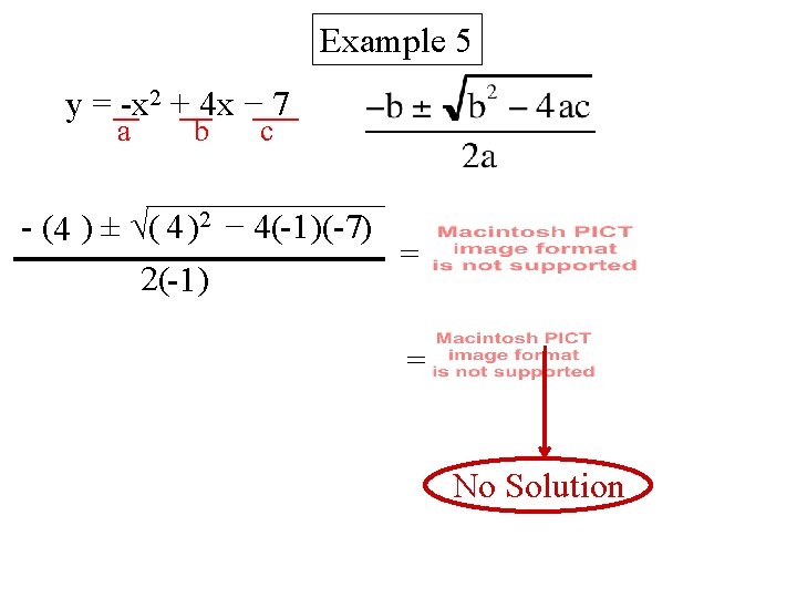 Example 5 y = -x 2 + 4 x − 7 a b c