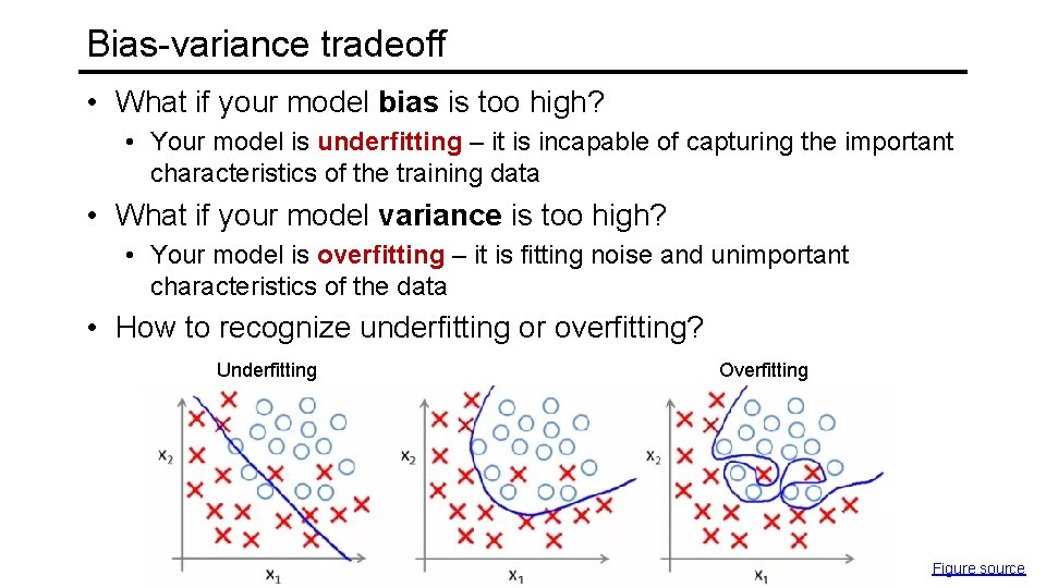 Bias-variance tradeoff • What if your model bias is too high? • Your model
