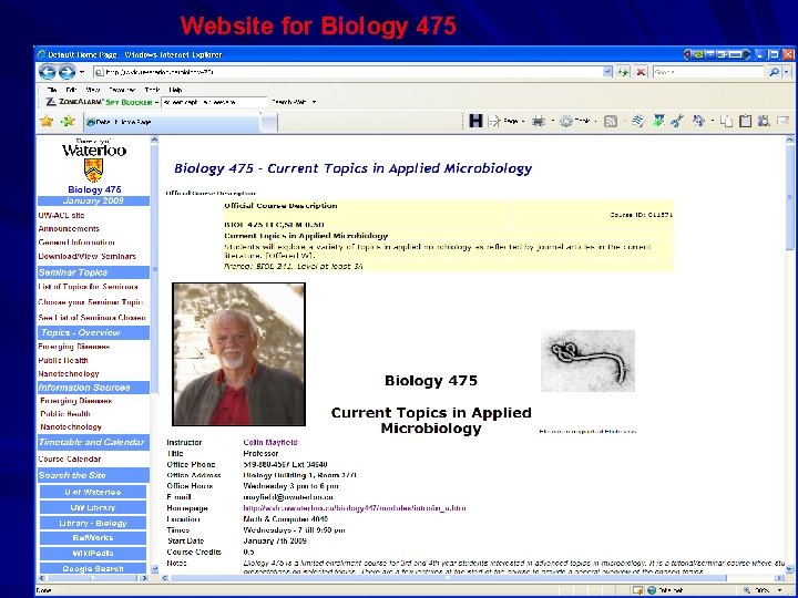 Website for Biology 475 