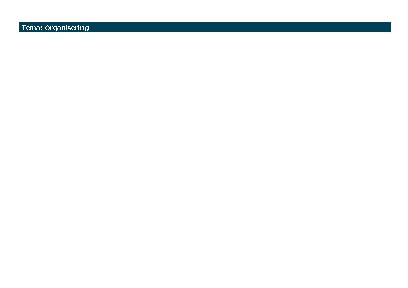 Tema: Organisering 