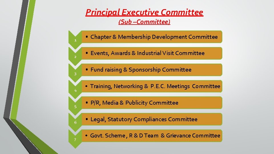 Principal Executive Committee (Sub –Committee) 1 • Chapter & Membership Development Committee 2 •
