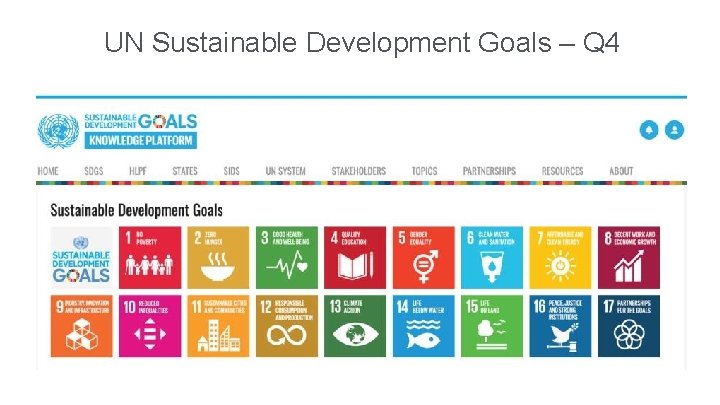 UN Sustainable Development Goals – Q 4 