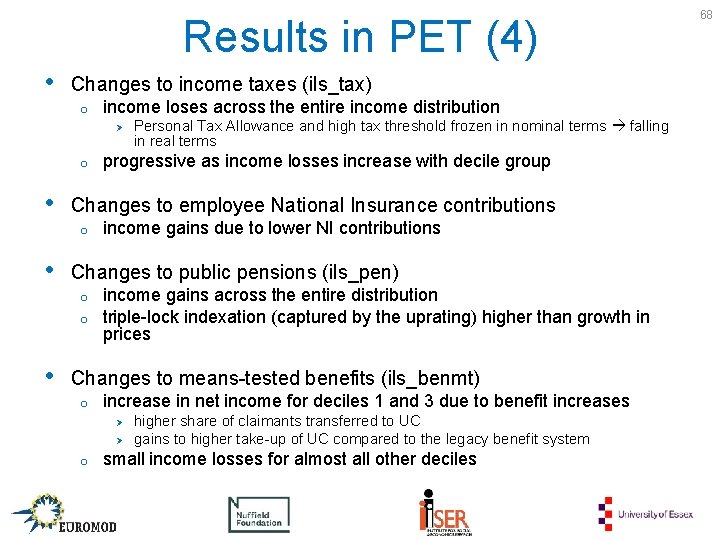 Results in PET (4) • Changes to income taxes (ils_tax) o income loses across