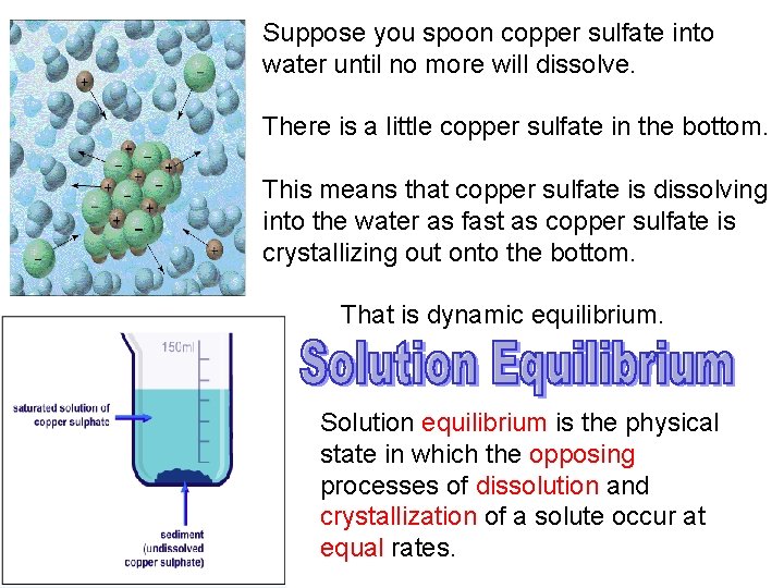 Suppose you spoon copper sulfate into water until no more will dissolve. There is Suppose you spoon copper sulfate into water until no more will dissolve. There is