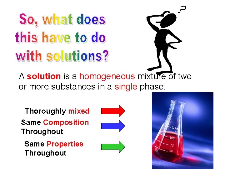A solution is a homogeneous mixture of two or more substances in a single A solution is a homogeneous mixture of two or more substances in a single