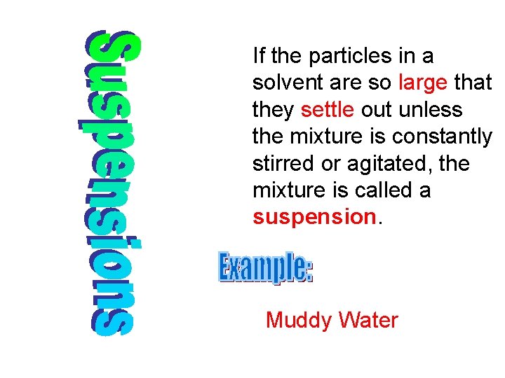 If the particles in a solvent are so large that they settle out unless If the particles in a solvent are so large that they settle out unless