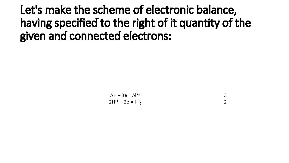 Let's make the scheme of electronic balance, having specified to the right of it Let's make the scheme of electronic balance, having specified to the right of it