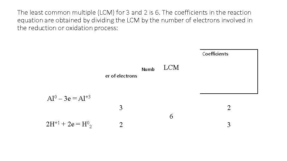 The least common multiple (LCM) for 3 and 2 is 6. The coefficients in The least common multiple (LCM) for 3 and 2 is 6. The coefficients in