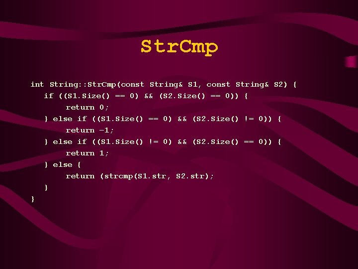 Str. Cmp int String: : Str. Cmp(const String& S 1, const String& S 2)