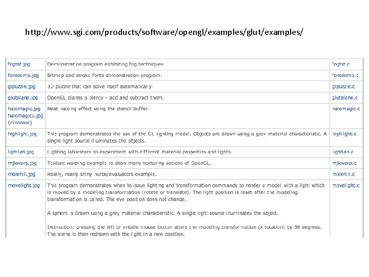 http: //www. sgi. com/products/software/opengl/examples/glut/examples/ 