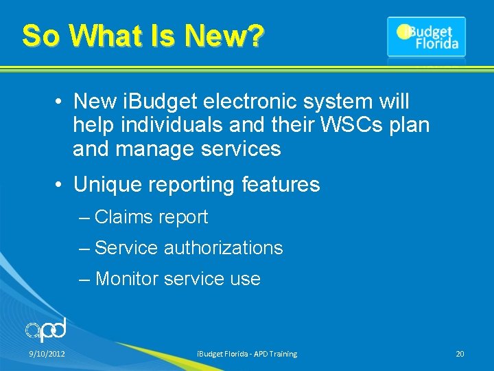 So What Is New? • New i. Budget electronic system will help individuals and
