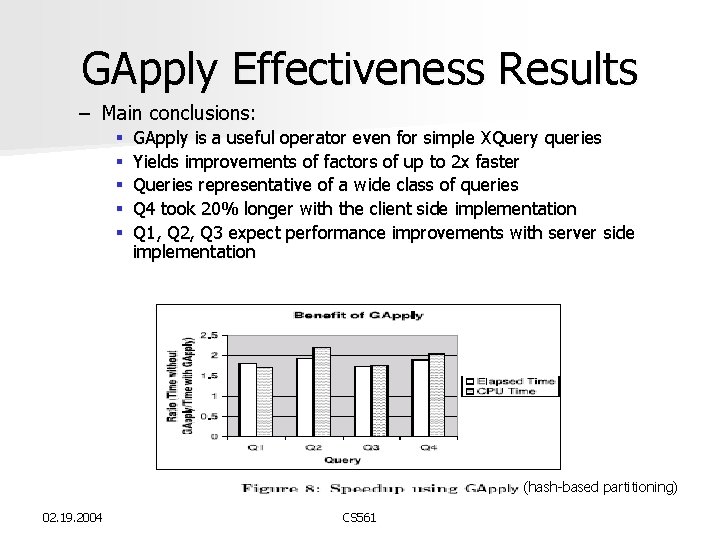 GApply Effectiveness Results – Main conclusions: § § § GApply is a useful operator GApply Effectiveness Results – Main conclusions: § § § GApply is a useful operator