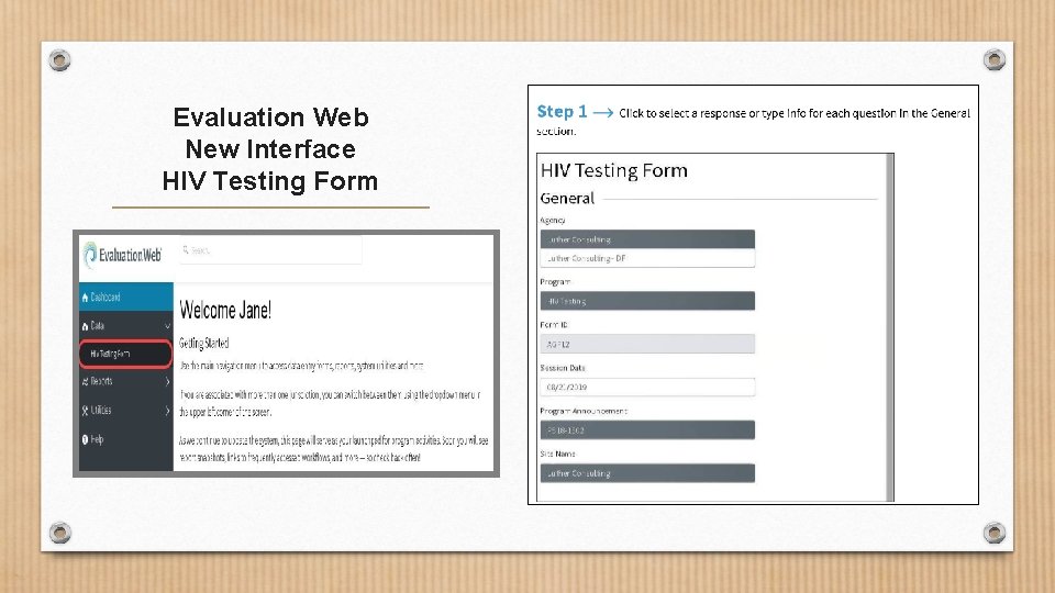 Evaluation Web New Interface HIV Testing Form 