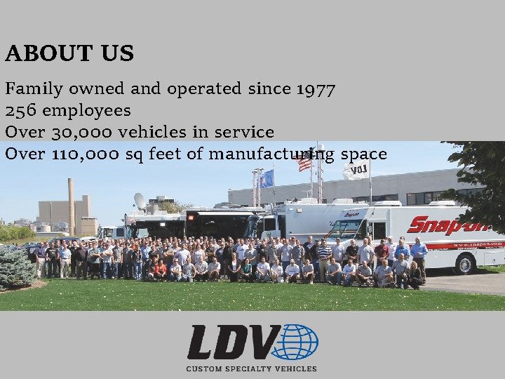 ABOUT US Family owned and operated since 1977 256 employees Over 30, 000 vehicles