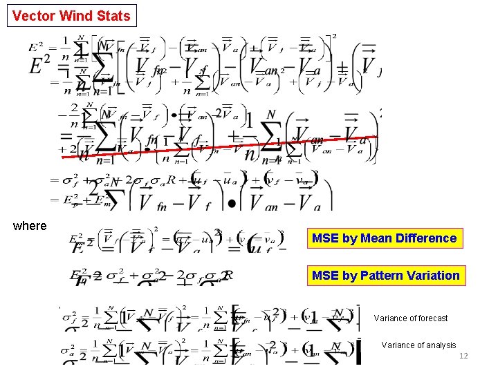 Vector Wind Stats where MSE by Mean Difference MSE by Pattern Variation Variance of