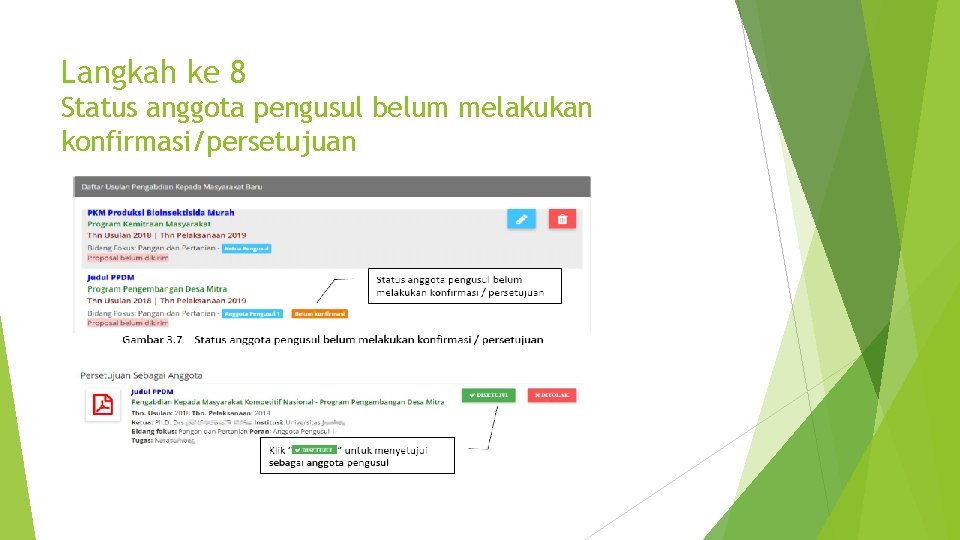 Langkah ke 8 Status anggota pengusul belum melakukan konfirmasi/persetujuan 