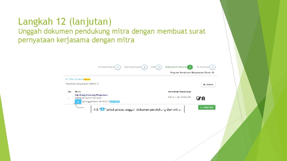 Langkah 12 (lanjutan) Unggah dokumen pendukung mitra dengan membuat surat pernyataan kerjasama dengan mitra