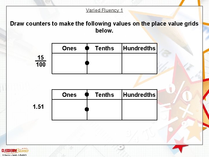 Varied Fluency 1 Draw counters to make the following values on the place value